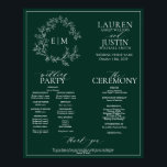 Emerald Green Leafy Crest Monogram Wedding Program Poster<br><div class="desc">We're loving this trendy, modern emerald green a formal wedding ceremony program Poster! Simple, elegant, and oh-so-pretty, it features a hand drawn leafy wreath encircling a modern wedding monogram. It is personalized in elegant typography, and accented with hand-lettered calligraphy. Finally, it is trimmed in a delicate frame. features all the...</div>