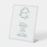 Emerald Green Leafy Monogram Let Love Sparkle