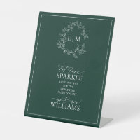Emerald Green Leafy Monogram Let Love Sparkle