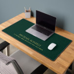 Emerald Green Leather Masculine Elegant NAME Desk Mat<br><div class="desc">The design features a digital graphic image to simulate a leather texture and this template can be customized to meet all professional occupations. This elegant and sophisticated dark green faux leather pad is a perfect office gift for coworkers. Perfect for professional look desk or office for any profession. PLEASE NOTE:...</div>