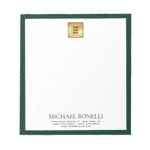 Emerald Green Leather Square Logo professional Notepad