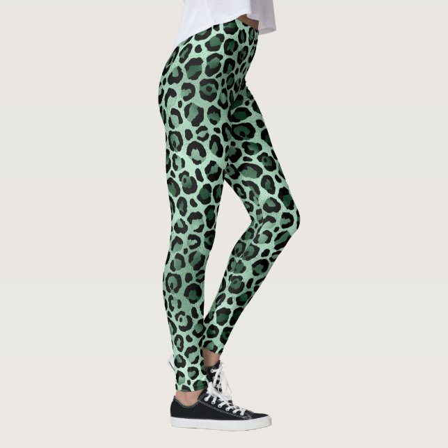 Emerald Green Leopard Leggings (Right)