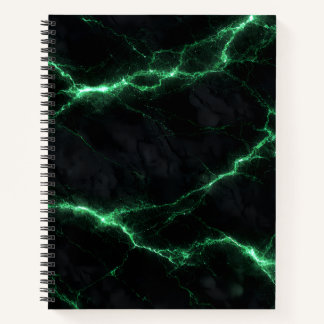 Emerald Green Lightning Marble Spiral Notebook