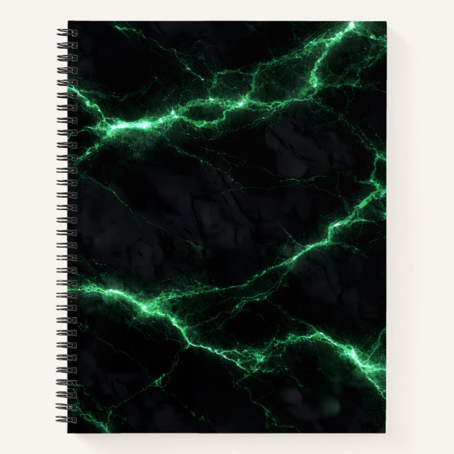 Emerald Green Lightning Marble Spiral Notebook (Front)