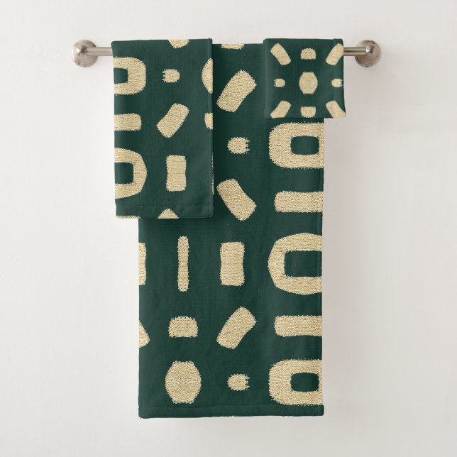 Emerald Green Like African Kuba Kente Mud Cloth (Insitu)