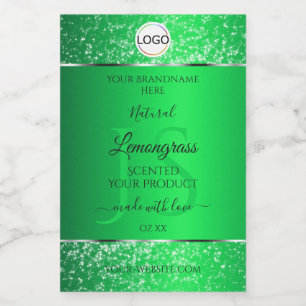 Emerald Green Logo Initials Glitter Product Labels