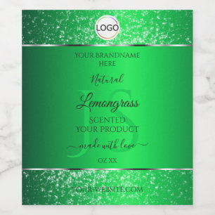 Emerald Green Logo Initials Glitter Product Labels