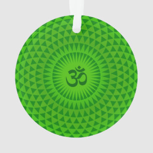 Emerald Green Lotus flower meditation wheel OM Ornament