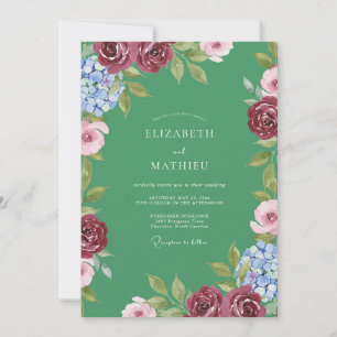 Emerald Green Lovely Botanical Wedding Invitation
