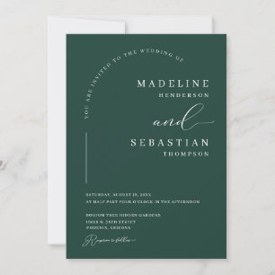 Emerald Green Lush Modern Arch Photo Wedding Invitation