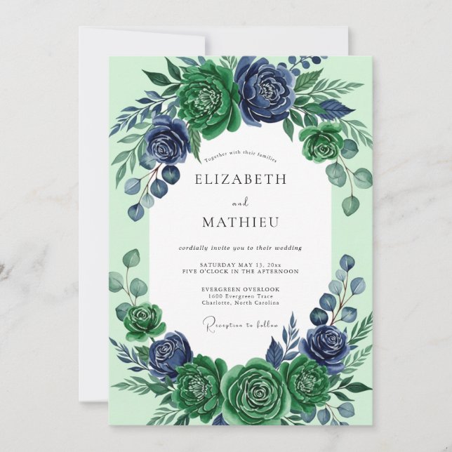 Emerald Green Lush Succulent Wedding Invitation (Front)