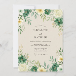 Emerald Green Lush Woodland Wedding Invitation