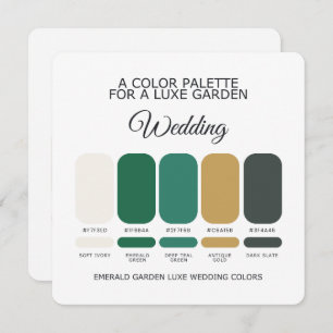 Emerald Green Luxe Wedding Color Palette Card