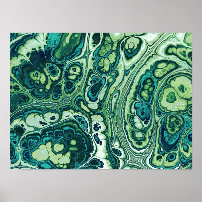 Emerald Green Marble Flow Poster (Front)