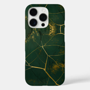 Emerald Green Marble Gold Glitter iPhone 16 Pro Case