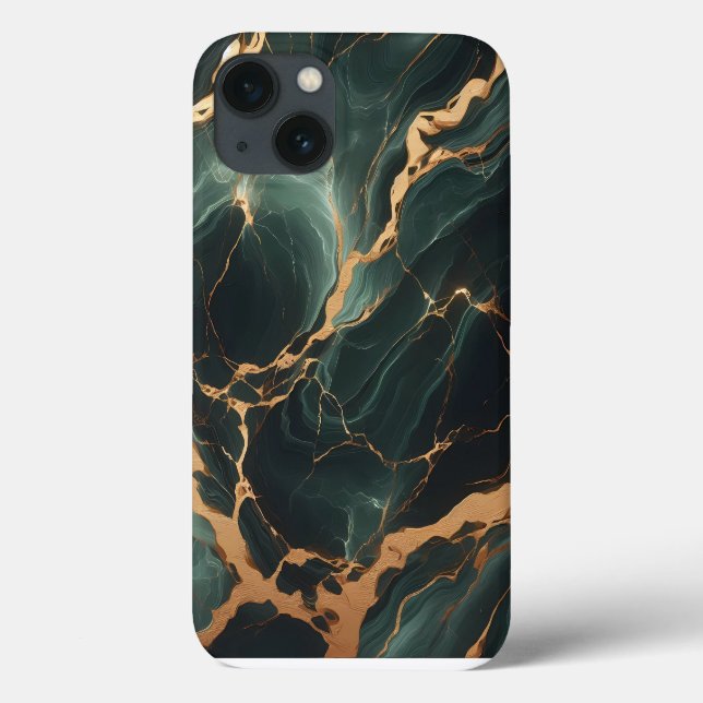 Emerald Green Marble iPhone 13 Coque (Verso)