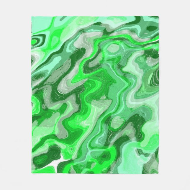 Emerald Green Marble Texture Abstract Liquid Paint Fleece Blanket (Front)
