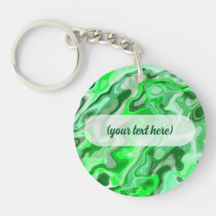 Emerald Green Marble Texture Abstract Liquid Paint Keychain