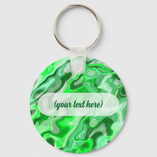 Emerald Green Marble Texture Abstract Liquid Paint Keychain