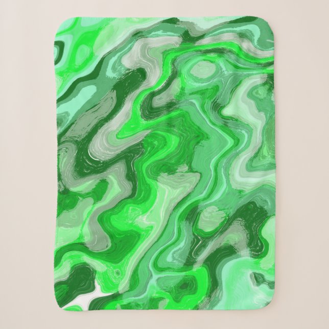 Emerald Green Marble Texture Abstract Liquid Paint Sherpa Blanket (Front)