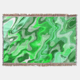 Emerald Green Marble Texture Abstract Liquid Paint Throw Blanket