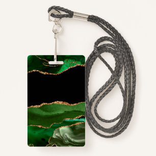 Emerald Green Marbled Agate Contemporary Stone Badge