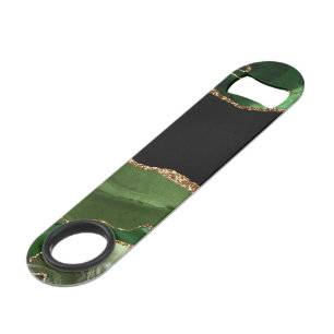 Emerald Green Marbled Agate Contemporary Stone Bar Key