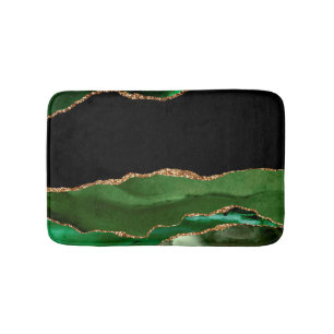 Emerald Green Marbled Agate Contemporary Stone Bath Mat