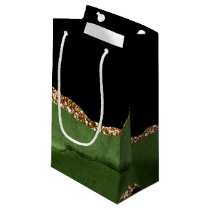 Emerald Green Marbled Agate Contemporary Stone Small Gift Bag