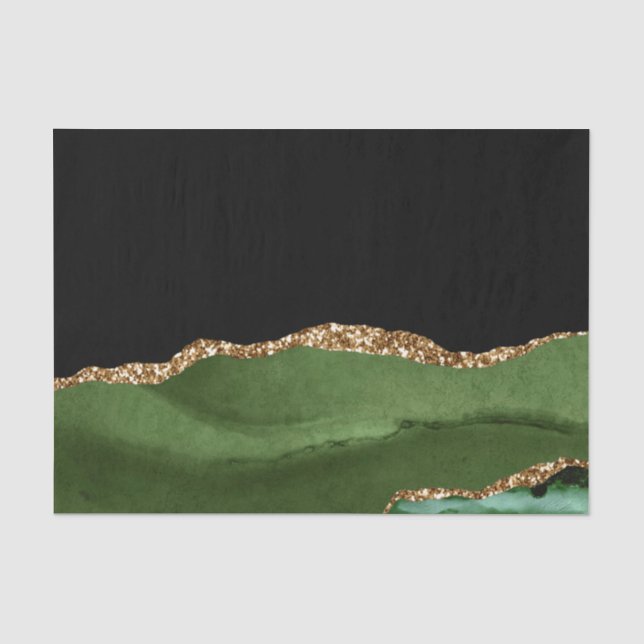 Emerald Green Marbled Agate Contemporary Stone Tissue Paper (Front)