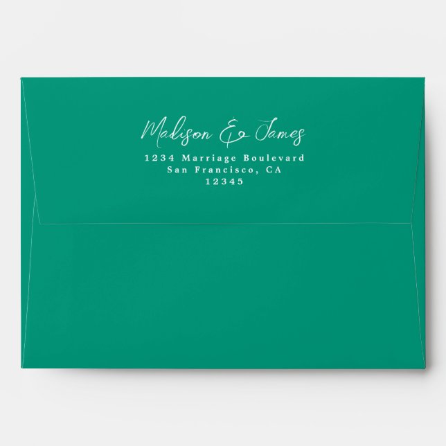 Emerald Green Mariage Adresse de retour Enveloppe (Dos (Haut rabat))