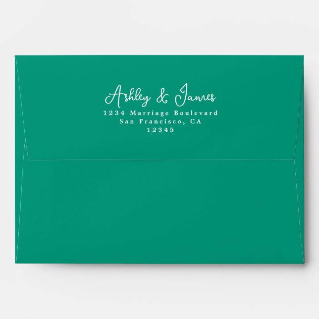 Emerald Green Mariage Adresse de retour Enveloppe (Dos (Haut rabat))