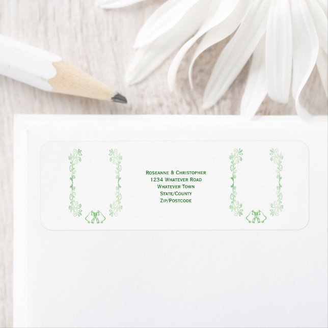 Emerald Green Mariage Adresse de retour Label Bell (En situation)