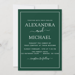 Emerald Green Mariage Romantic Photo Invitation
