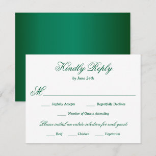 Emerald Green Meal Choice RSVP Card