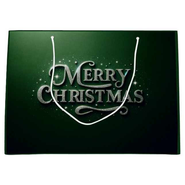 Emerald Green "Merry Christmas" Gift Bag (Front)