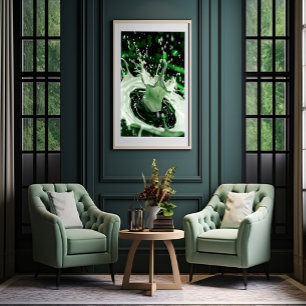 Emerald Green Milk Splash Art Poster