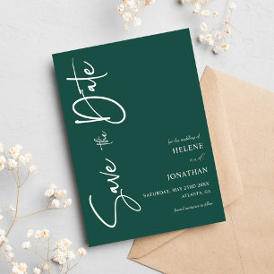 Emerald Green Minimal Calligraphy Wedding Save The Date