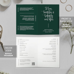 Emerald Green Minimal QR Code Wedding Folded Program