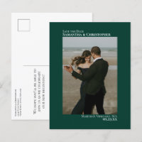 Emerald Green Minimal Wedding Photo Save The Date