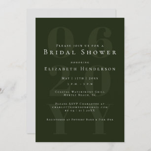 Emerald Green Minimalist Bold Type Bridal Shower Invitation