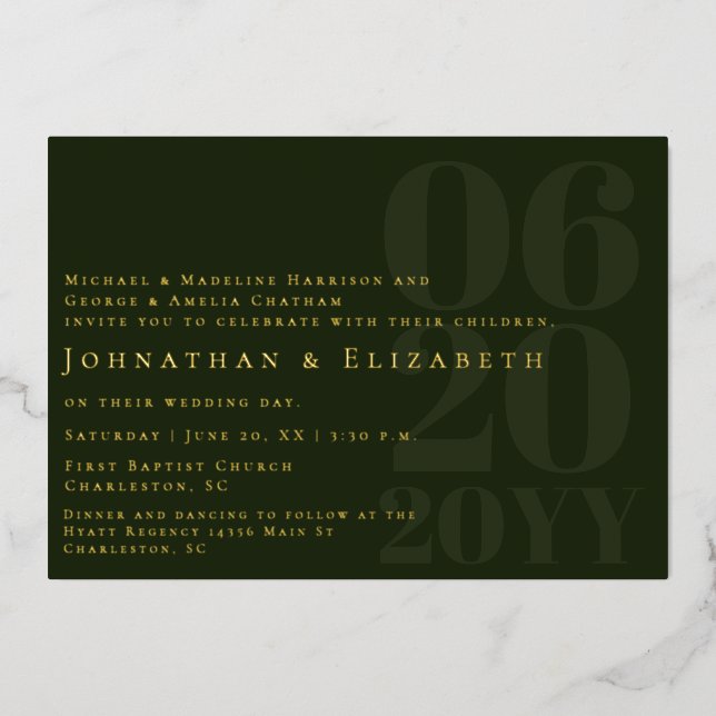 Emerald Green Minimalist Bold Type Photo Wedding (Front)