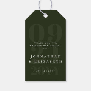 Emerald Green Minimalist Bold Type Wedding Gift Tags