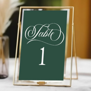 Emerald Green Minimalist Elegant Classic Wedding Table Number