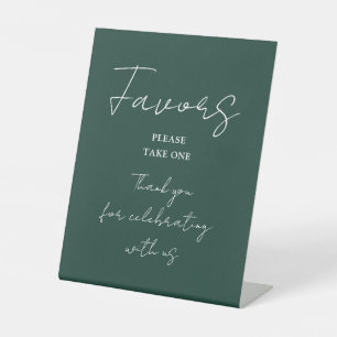 Emerald Green Minimalist Elegant Script Favours Pedestal Sign