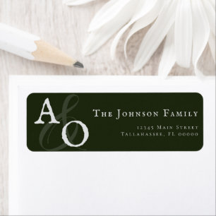 Emerald Green Minimalist Monogram Address