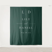 Emerald Green Minimalist Monogram Wedding Backdrop