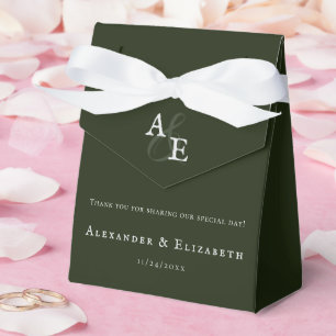 Emerald Green Minimalist Monogram Wedding Favor Box