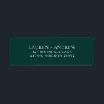 Emerald Green Minimalist Return Address Label<br><div class="desc">Minimalist return address label. You can personalize by modifying the names and address,  and changing the colours to match your wedding theme.</div>