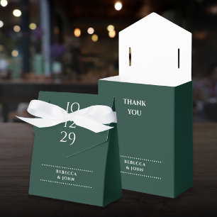Emerald Green Minimalist Special Date Wedding Favor Box
